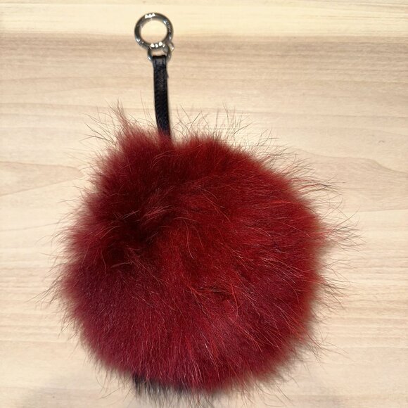 FENDI Red White Yellow Fur Crystal Eye Furry Monster Charm Keychain - Picture 4 of 4